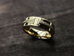 【管理番号105】 TIFFANY＆Co.  ティファニー リング T TWO ワイド ダイヤモンド イエローゴールド K18YG 9号 750 ジュエリー