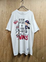 【US古着】90s USA製 Vintage Looney Tunes x MLB Minnesota Twins T-Shirt | ルーニーテューンズ × ミネソタツインズ MLB公式コラボ キャラクター ビックサイズ Tシャツ ホワイト