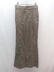 ◇ earth music&ecology チェック柄 センタープレス ウエストゴム シンプル パンツ サイズM ブラウン系 レディース E  【1304210029530】