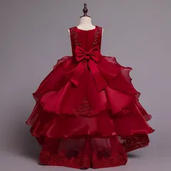発表会ドレス ドレス パーティー 誕生日 子ども ワイン 110-160cm 結婚式  発表会 ロングドレス 子供ドレス ワンピース ドレス キッズ 女の子 お姫様 ジュニアドレス ピアノ 入学式 kaili04