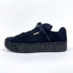 PUMA プーマ 厚底 スニーカー ラメ ブラック ゴールド 金 SOFTFOAM＋リボンシューズ
