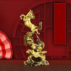 馬 金色 黄金 ゴールド 置物 風水グッズ オブジェ 干支 運 金運 健康運 出世運 家庭運 家内安全 インテリア 玄関 リビング オフィス 飾品 工芸品 幸運 長寿 贈り物 プレゼント 魔除け