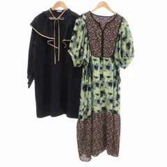 アクシーズファム axes femme ワンピース 2点セット パイピングフリル フラワープリント F 紺 ネイビー 緑 グリーン 黒 ブラック /UO ■FFのサムネイル