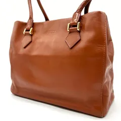 【良品】 FOXY フォクシー トートバッグ ハンドバッグ  ロゴ型押し ゴールド金具 ロゴプレート レザー レディース ブラウン 茶色