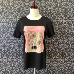 JeLe公式OUTLET【60％OFF】Ｔシャツ　ブラック　犬　リボン　ビジュー　キラキラ　ワンコ　色むら有り　新品