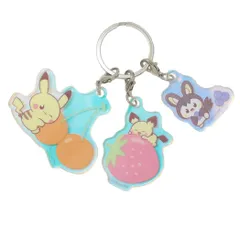 【メール便】ポケットモンスター キーリング オーロラアクリルキーホルダー ポケピース ピカチュウ ピチュウ エモンガ ポケモン マリモクラフト 3連 3チャーム アクキー キャラクター グッズ 