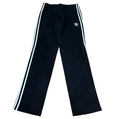 古着 adidas アディダス トラックパンツ 刺繍 トレフォイルロゴ ブラック×ホワイトライン 105サイズ XLサイズ 257-89