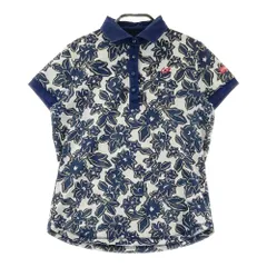 サイズ：0 MASTER BUNNY EDITION マスターバニーエディション  バックタック入り 半袖ポロシャツ 花柄 ブラック系 [240101399087]# ゴルフウェア レディース ストスト