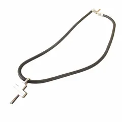 エンポリオアルマーニ EMPORIO ARMANI チョーカー ネックレス 十字架 シルバー925 レザー 黒 銀 ブラック シルバー 0306 IBO48 ★AA☆のサムネイル