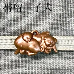 997 アンティーク帯留 金工 花に扇 18K