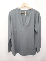 ◇ ⊂ ◎ ●未使用● JEANASIS ジーナシス 深Vネック スリット 長袖 ブラウス サイズF グリーン系 レディース E  【1506250012620】