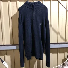 598 CHAPS ハーフジップ セーター ネイビー M チャップス ニット ワンポイント 刺繍ロゴ 古着卸 アメリカ仕入