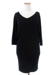 グリーンレーベルリラクシング ユナイテッドアローズ green label relaxing ワンピース チュニック ミニ 七分袖 ドルマンスリーブ Vネック ウール 黒 ブラック /ew