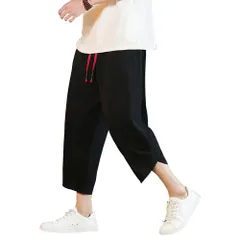 ゆったり テーパードパンツ 9分丈 ゆったり 無地 大きいサイズ 調整紐 ワイドパンツ 人気 夏服 快適 ゆったり サルエルパンツ 快適 メンズ シンプル ズボン オシャレメンズ [JIASEN] カジュアルパンツ