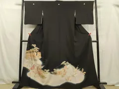 平和屋着物■豪華黒留袖　人物風景文　暈し染め　金彩　正絹　逸品　DAAR3516zy