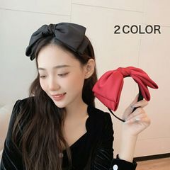 【ブラック＆レッド】 カチューシャ レディース ヘアバンド ヘアアクセサリー