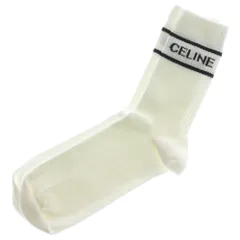 CELINE (セリーヌ) SOCKS IN STRIPED COTTON コットン リブ ロングソックス 靴下 ホワイト 2A00Q035N