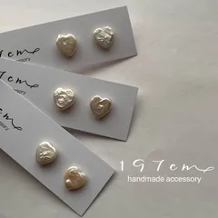 【No.477】つやつやハートホワイト淡水パールのイヤリング/ピアス