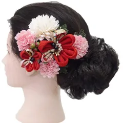 髪飾り 成人式 つまみ細工 赤 振袖 前撮り 袴 花 浴衣 夏祭り 花火大会 ２点セット ピンク 浴衣 かんざし 髪型 ヘアスタイル No.9-3845