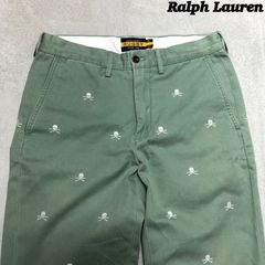Rugby Ralph Lauren チノパンツ スカル刺繍 総柄 W30 緑系 ライムグリーン ライトグリーン ラグビーラルフローレン