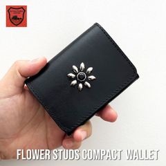 栃木レザー財布 コンパクト財布　コンパクトウォレット スタッズ財布　ミニ財布　日本製  WL-001-ST14