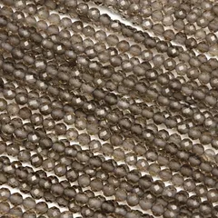 スモーキークォーツ 面カット 丸玉 2mm［プレミアムカット］【1連販売】 / 7-11 SM2MC