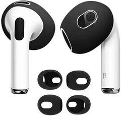 【在庫処分】for AirPods 3 イヤーピース 2023 シリコーン製イヤホン 【4個入り】AMAPC カバー airpods 3 落ち防止イヤーピース分離可能 遮音性/フィット感/脱落防止 ブラック