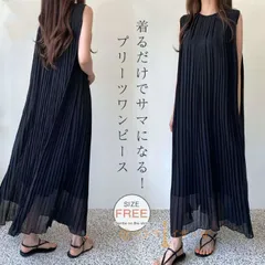 ワンピース ノースリーブ プリーツ ロングワンピース 夏 レディース ブラック 涼しい タンクトップ ロング丈 大きいサイズ シフォン ワンピース 体型カバー bKXV696