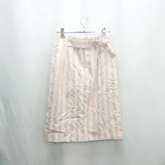 ◇ ⊂ NATURAL BEAUTY BASIC ストライプ柄 膝丈 セミタイト スカート サイズM ベージュ系 ピンク系 レディース E  【1502030032710】