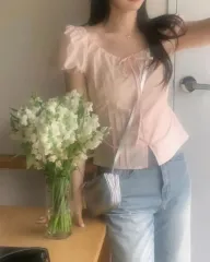 freckle seoul クロップドブラウス trim crop blouse freckle seoul クロップドブラウス trim crop blouse