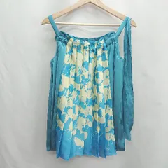 ◇ ⊂ Φ LANVIN en Bleu ランバンオンブルー ウエスト調整不可 膝下丈 プリーツ スカート サイズ38 ブルー系 レディース E  【1412260004152】