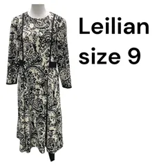 ◆レリアンLeilian 花柄 ワンピース 白 黒 長袖 レディース size 9 S5T493