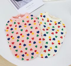 犬の服　ハート柄カーディガン