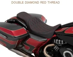 Drag specialties・2008〜ツーリング・PREDATOR 2UP シート ダブルダイヤモンド・レッドスレッド　0801-1272　08011272