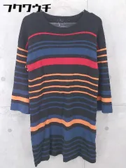 ◇ AZUL BY MOUSSY アズール バイマウジー ボーダー 長袖 ミニ ニット ワンピース サイズS ブラック マルチ レディース 【中古】 【1103120005715】のサムネイル