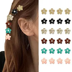 ヘアクリップ 24個セット ミニ 花 小さめ クリップ バンスクリップ 可愛い ヘアアクセサリー 髪飾り 前髪クリップ ヘアピン 女の子 レディース まんまるお花