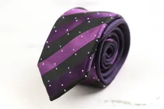 タカキュー ブランド ネクタイ ストライプ柄 ドット シルク メンズ パープル TAKA Q 【中古】