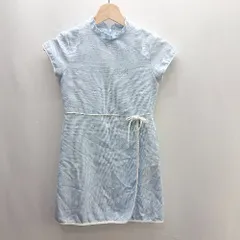 ◇ Mikihouse ミキハウス 総柄 半袖 膝丈 ワンピース サイズ130 ライトブルー レディース E  【1406180075019】