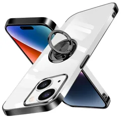 【迅速発送】iPhone 15 用 ケース リング付き クリア iPhone15 用 カバー 耐衝撃 全面保護 軽量 薄型 イフォン 15 用 スマホケース スタンド機能 車載ホルダー対応 擦り傷防止 滑り止め 落下防止 ストラップホール付き 透明 透明 TP
