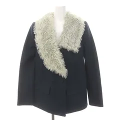 カルヴェン CARVEN ファー ウール ダブル コート ショート丈 34 紺 ネイビー /HK ■OSのサムネイル