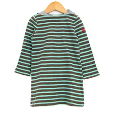 ミキハウス ワンピース 長袖 ボーダー トップス キッズ 女の子用 100サイズ グリーン×ブラウン MIKIHOUSE 【中古】