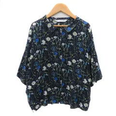 ジャーナルスタンダード ラックス JOURNAL STANDARD LUXE シャツ ブラウス 七分袖 花柄 マルチカラー 紺 ネイビー /YK48