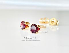 k14gf 1月誕生石　ロードライトガーネットのスタッドピアス