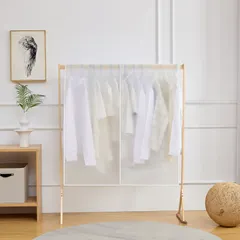 【全品15%OFFクーポン！】VECELO 即納 ハンガーラックカバー 洋服カバー 衣類カバー 1枚入 衣類収納 北欧柄 不織布 防塵 透明窓付き 衣類収納袋 衣類収納ケース 底開き型-1 L(150*120)のサムネイル