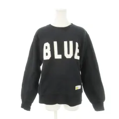 ブルーブルー BLUE BLUE ラッセルアスレティック ブルーパッチ ロゴ スウェット トレーナー クルーネック 長袖 裏起毛 M 黒 ブラック RUSSELL・ BLUE BLUE - RUSSELL・BLUE BLUE キッズ ブルーパッチ