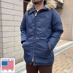 70s 筆記体 L.L.Bean ダウンジャケット コヨーテファー 紺系 メンズS程度 USA製 LLビーン エルエルビーン ビンテージ D145-18-0103ZTW