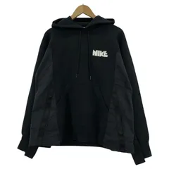 NIKE ✖sacai フードジップパーカー L ブラック ナイキ×サカイ オールブラック 2WAY ジップアップパーカー NIKE
