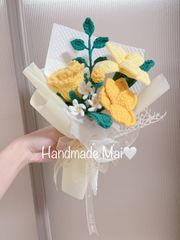 黄色バージョンブーケ💐　編み物編み花ハンドメイド
