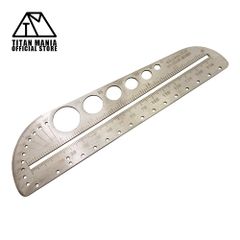 TITAN MANIA チタンマニア 定規 15cm マルチスケール 円定規 テンプレート 製図板 コンパス 角度計 多機能定規 文房具 便利グッズ 収納袋付き