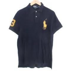 ポロ バイ ラルフローレン Polo by Ralph Lauren ポロシャツ 半袖 ポロカラー ビッグポニー ロゴ刺繡 L 紺 ネイビー /FF20
